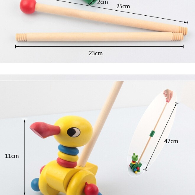 卡通动物木质手推车儿童推推木制乐拖拉宝宝木制