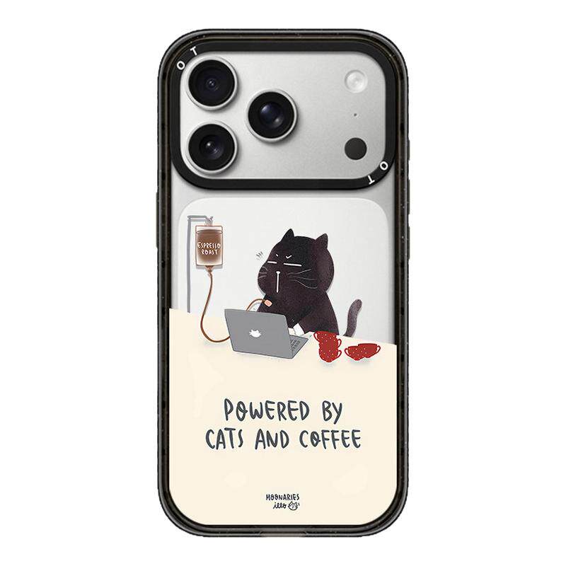 CASETiFiY趴桌子喝咖啡小黑猫咪适用苹果iPhone18pro/17ProMax/15磁吸16手机壳卡通14高级感华强北平替潮男女