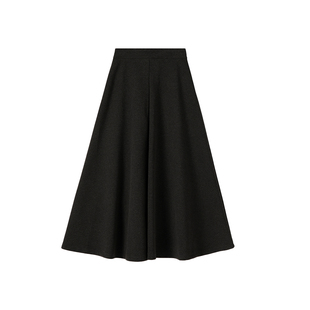 高级灰色半身长裙女秋冬季中长款气质a字伞裙大摆加厚毛呢百褶裙