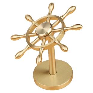 黄铜一帆风顺船舵转转创意摆件桌面解压神器掌舵者风车桌面装饰品