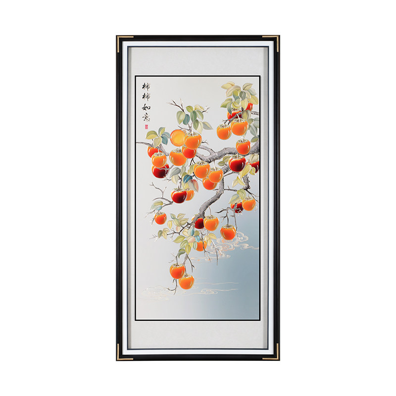 走廊入户柿子高端玄关手工铜雕画