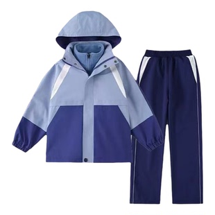 江西省赣州市统一校服套装男女同款中小学冲锋衣三件套秋冬款班服
