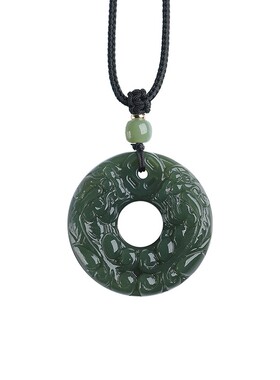 天然和田玉双面貔貅平安扣吊坠