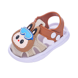 宝宝凉鞋1-3岁2夏季男童包头软底防滑拉布布可爱卡通新品学步凉鞋
