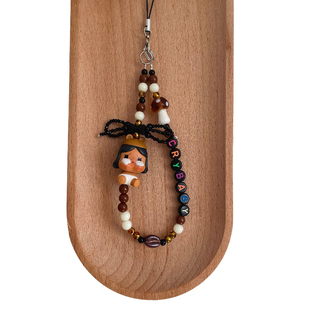 泡泡玛特手机链哭娃萌粒配饰原创设计包包挂绳蘑菇咖啡豆手机挂链