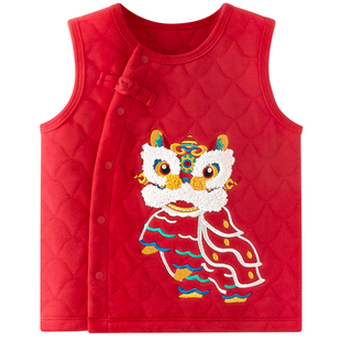 汤尼倍儿婴儿马甲秋冬季新年背心拜年喜庆红色过年满月宝宝坎肩
