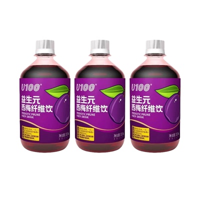 U100益生元西梅纤维果饮500ml瓶装高膳食纤维赵一鸣同款大餐救星
