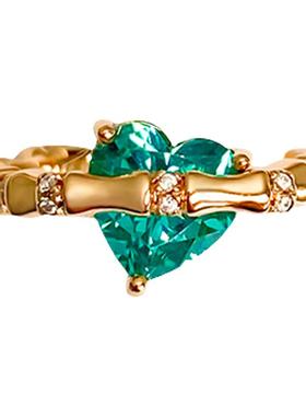 帕拉伊巴蓝绿色爱心戒指复古高级