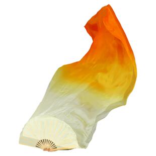 真丝长绸扇舞蹈桃花诺黄橘渐变古典舞秧歌跳舞扇儿童加长扇表演扇