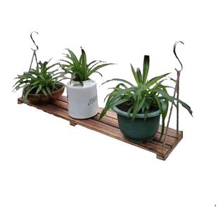 阳台栏杆挂钩碳化防腐木花架客厅悬挂置物板花园户外多肉一字木板