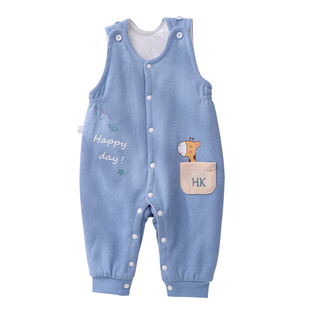 婴儿背带裤女宝宝男秋冬季外出夹棉幼儿连体裤子棉裤加厚冬款薄棉