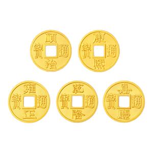 周大生黄金投资金铜钱五帝币足金diy手链转运珠编绳手串送男女友