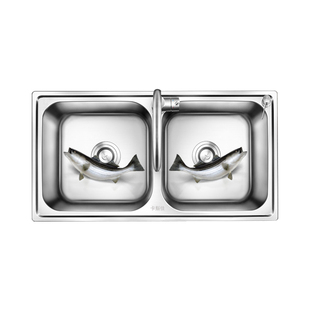 左右同大水槽洗菜盆厨房双槽 加厚304不锈钢等大洗碗池水盆水池