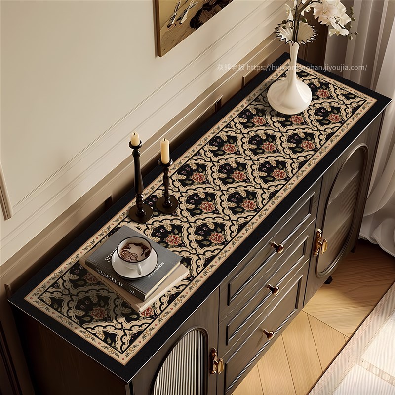 弥赛尔法式复古餐边柜桌垫防水防油免洗电视柜台面保护垫家用