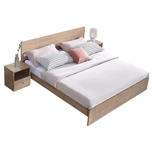 全友家居原木风板式床1米2小户型单人床卧室1米5收纳储物双人床