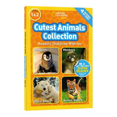 英文原版 National Geographic Kids Cutest Animals Collection 4个故事合辑  L1L2 美国国家地理儿童百科分级读物 小学STEM课程