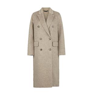 sdeer圣迪奥女装秋西装领双排扣直筒双面呢大衣S233Z2523