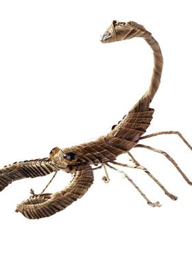 草编知了蟋蟀蝎子蜻蜓蜥蜴摆件