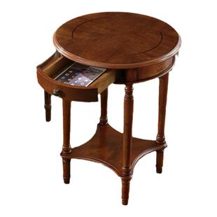 角几美式小圆桌实木沙发边几圆形小茶几花架欧式休闲桌电话架边桌