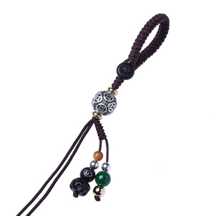 花素DIY足银汽车钥匙扣手工编织绳半成品金刚结挂绳男女吊坠配饰