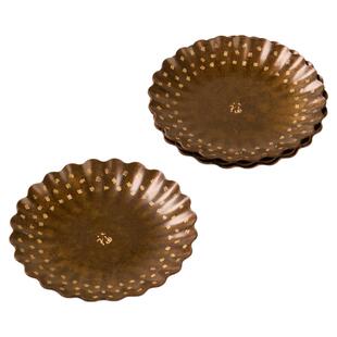 了堂斋纯铜手工复古杯垫茶杯托菊瓣百福茶杯茶托防滑隔热垫小号