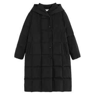 EXCEPTION例外女装秋冬款羽绒服鸭绒保暖连帽设计中长款外套大衣