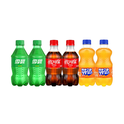 可口可乐雪碧芬达经典口味碳酸饮料300ML*2瓶多口味汽水饮料