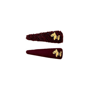 马年新款~复古红色金标小马边夹高级感前额刘海夹侧边发夹头饰女