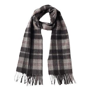 圣雪绒秋冬新款100%山羊绒苏格兰咖灰黑格纹流苏围巾
