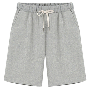 新款运动短裤女夏宽松高腰阔腿裤五分休闲裤薄款纯棉松紧直筒裤子