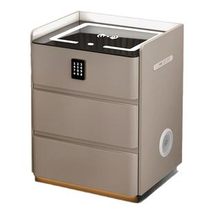 实木智能床头柜无线充电多功能现代卧室密轻奢码锁家用整装床边柜