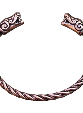 复古男青铜编织动物手镯开口可调