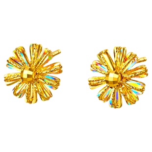 金至尊雏菊闪醉金黄金耳钉女 足金爆闪幻彩金花朵耳饰情人节礼物