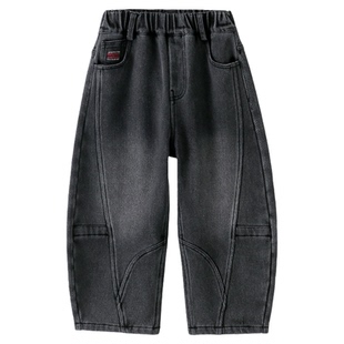 男童加绒牛仔裤2026秋冬新款儿童加绒加厚一体绒保暖长裤子冬装