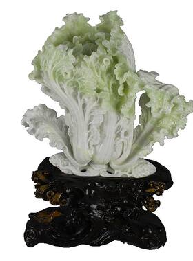 岫岩玉岫玉玉石白菜摆件风水