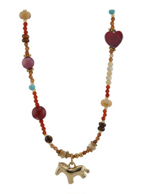 复古多宝虎眼石小马毛衣链