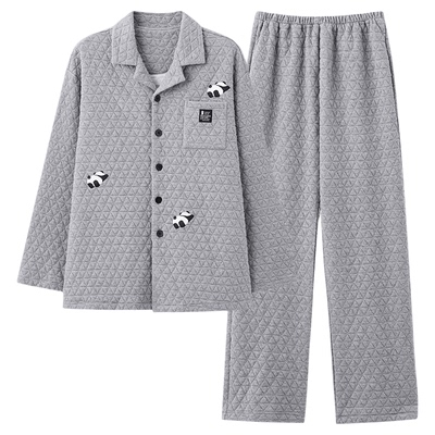 男士冬季纯棉保暖睡衣套装
