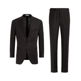 【小码】奥莱SUITSUPPLY意产面料深棕色亚麻慵懒男士西装套装休闲