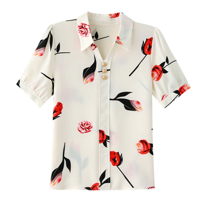 高档宽松衬衫女短袖2026夏季新款衬衣洋气百搭设计感法式小众上衣