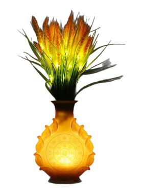 藏式树脂八吉祥花瓶客厅桌面摆件LED冷光源 仿真 麦穗 稻穗 摆件