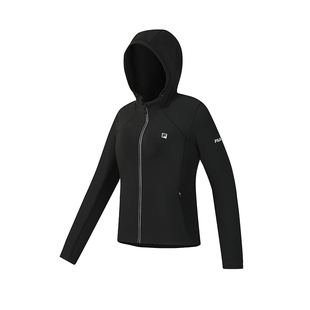 FILA 斐乐官方女士针织连帽外套2026春新款健身运动基础抓绒上衣