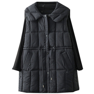 冬季大码220斤羽绒棉棉服马甲背心外穿胖mm显瘦中长款棉衣外套潮