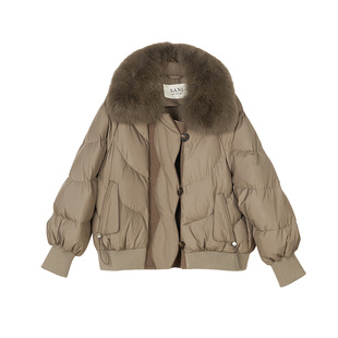 SANI奥莱甄选商场同款鸭绒冬狐狸毛领短款羽绒服加厚保暖外套女