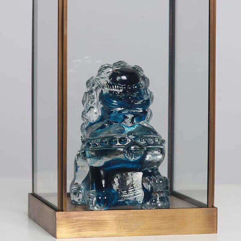 新中式透明狮子琉璃乔迁样板间电视柜家居客厅酒店玄关摆件装饰品