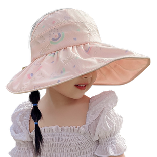 儿童防晒帽子夏季遮阳帽男女童户外太阳帽夏天宝宝大沿沙滩空顶帽