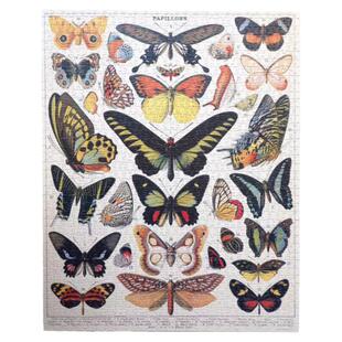 Cavallini拼图1000片美国进口美式复古成人益智玩具裱框蝴蝶拼图