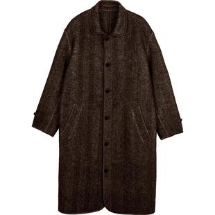 速写outlets奥莱男装秋折扣新品毛呢外套宽松翻领长款休闲舒适潮