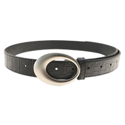 韩版高级鳄鱼纹设计感红色腰带