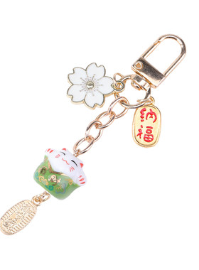 御守陶瓷招财猫钥匙扣 节日闺蜜祝福小礼品包包手机链U盘可爱挂饰