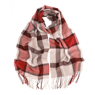 MARJAKURKI玛丽亚古琦红色格子围巾女情侣款羊毛羊绒围巾男女同款